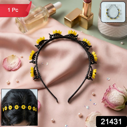 sunflower design hair clip band