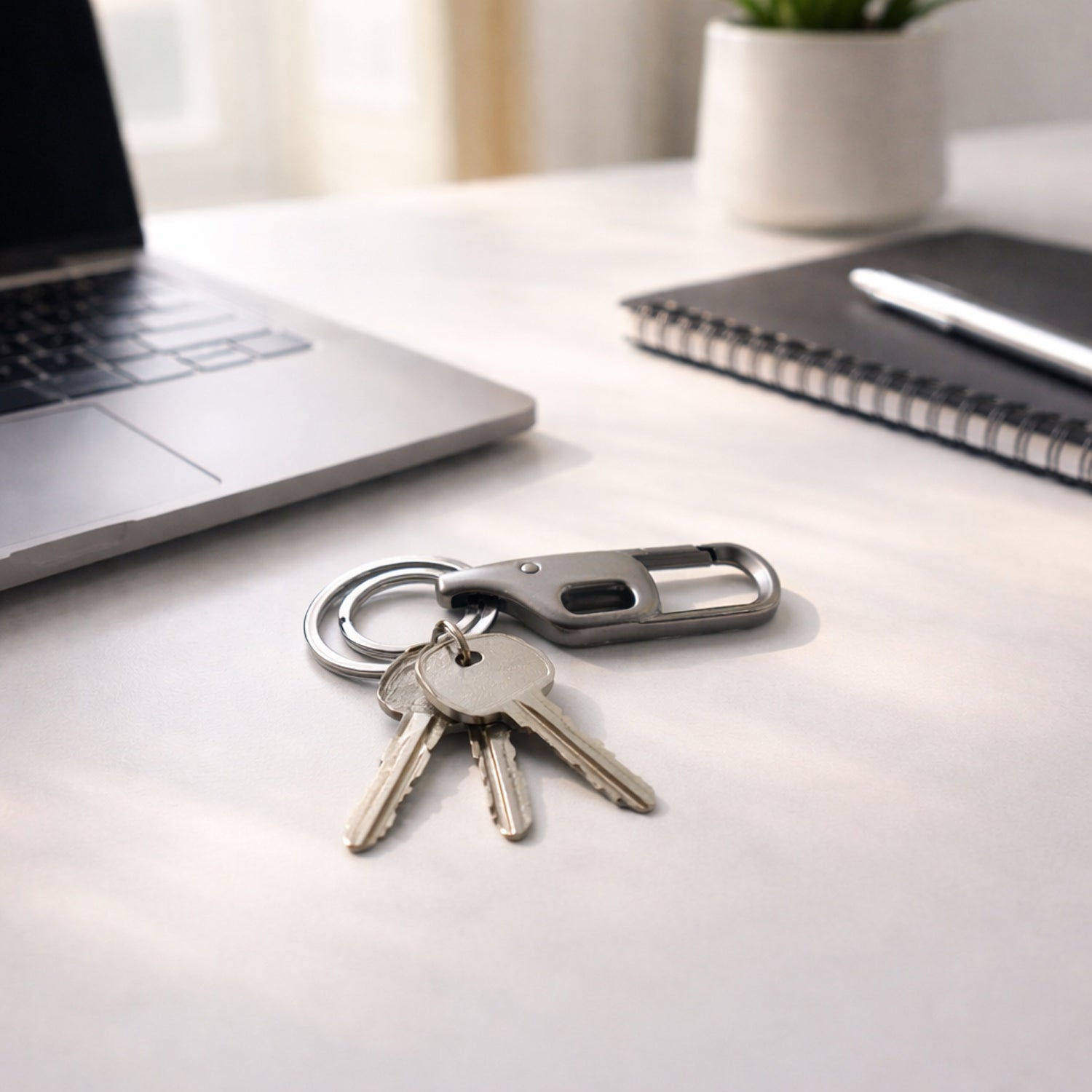 push lock metal keychain