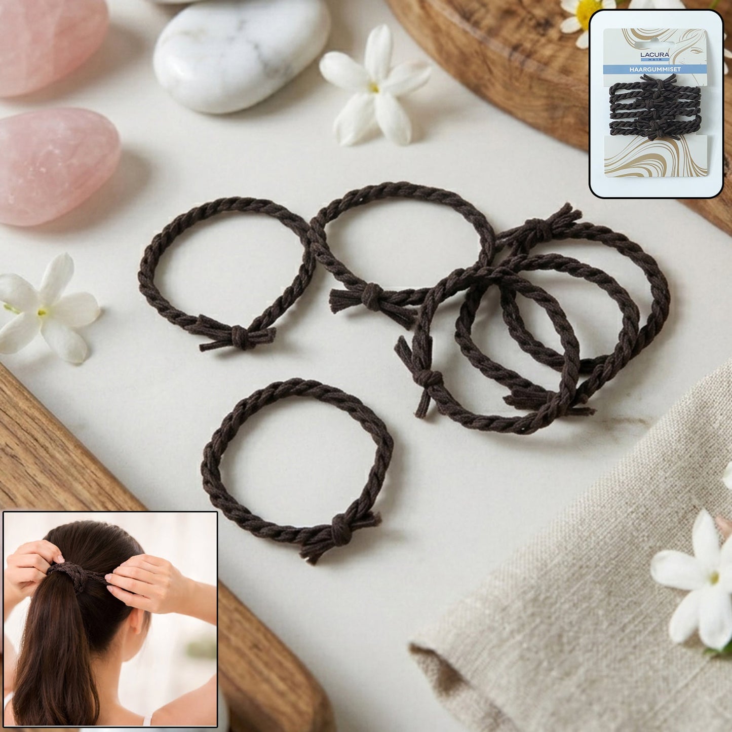 Braided Elastic Hair Bands Set (1 Set)