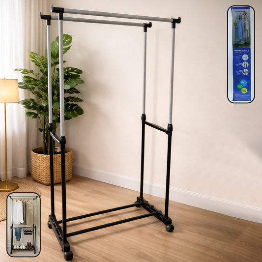 Double Pole Adjustable Garment Stand (1 Set)