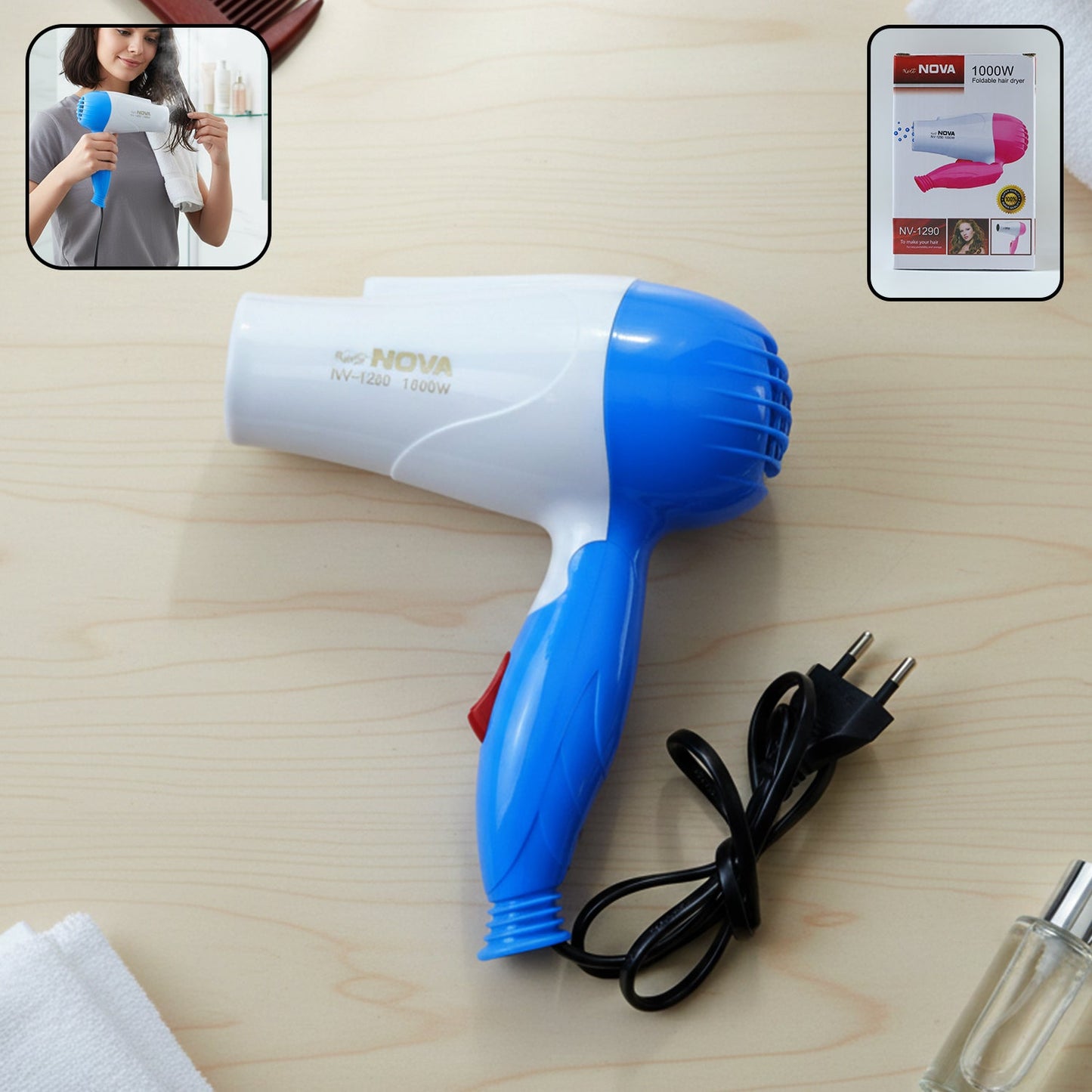 Foldable travel hair dryer