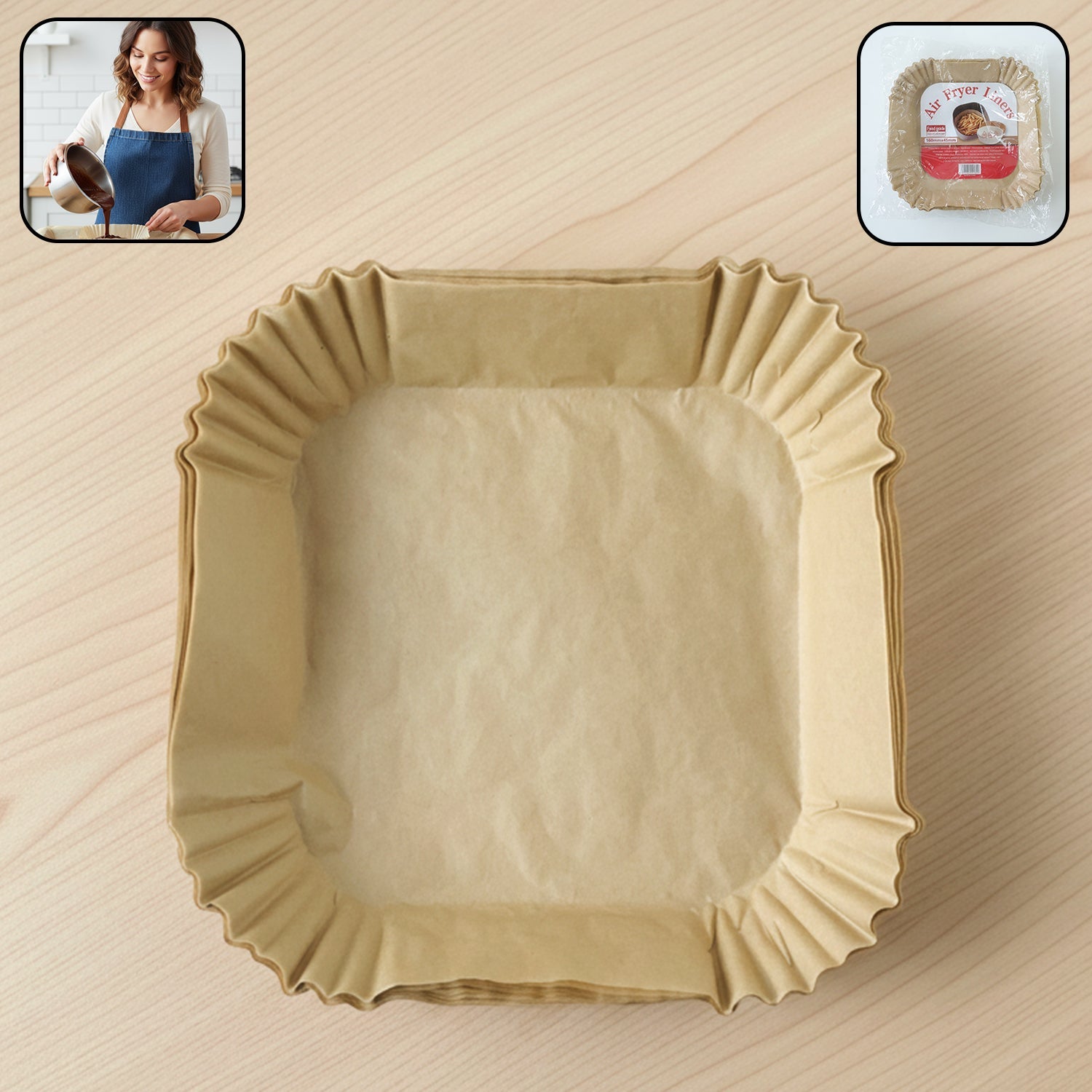square disposable paper air fryer liners 50 pc pack