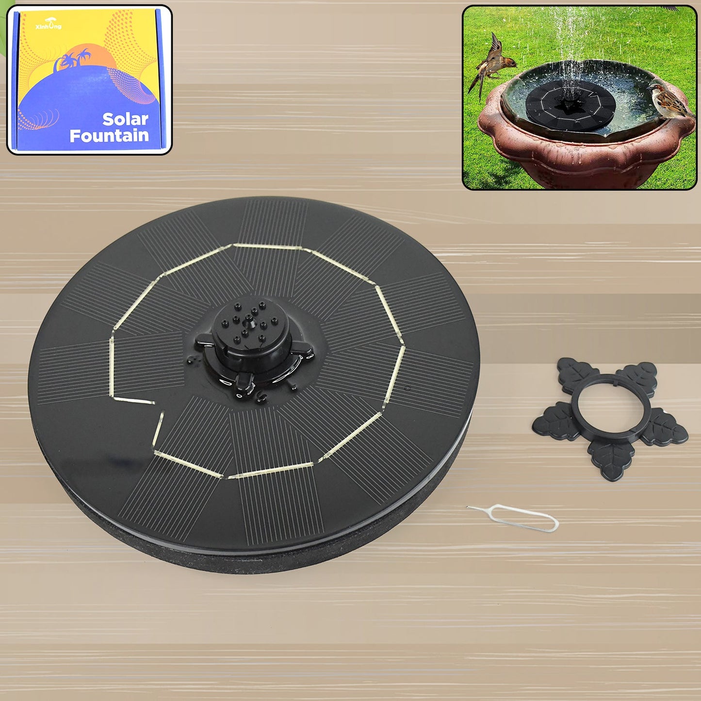 Fast Fountain by Pocket Hose - Solar-Powered - Instantly Adds a Water Feature Virtually Anywhere - 5 Spray Modes - No Installation or Batteries Required - Great for Bird Baths, Pools, Pond & More (1 Pc)