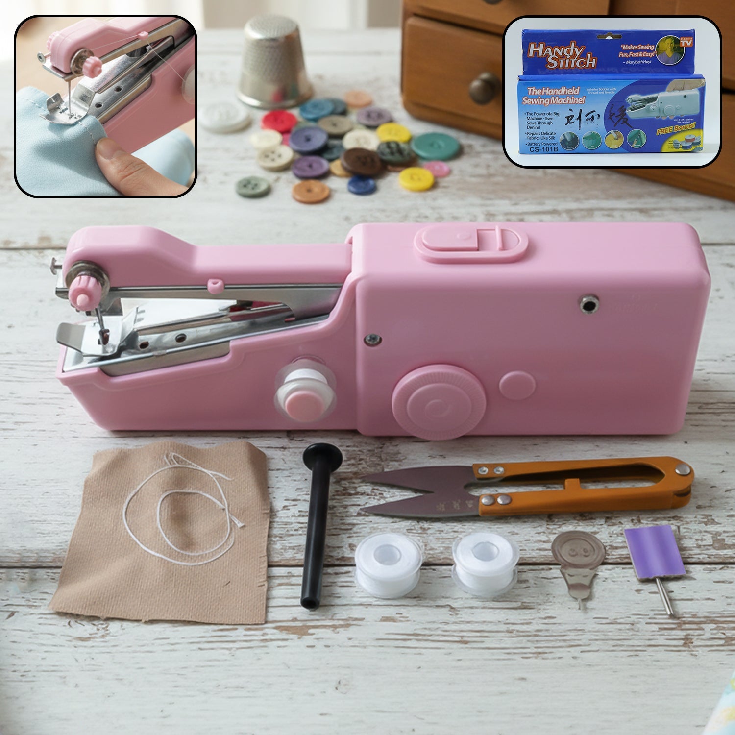 Portable handheld sewing machine set