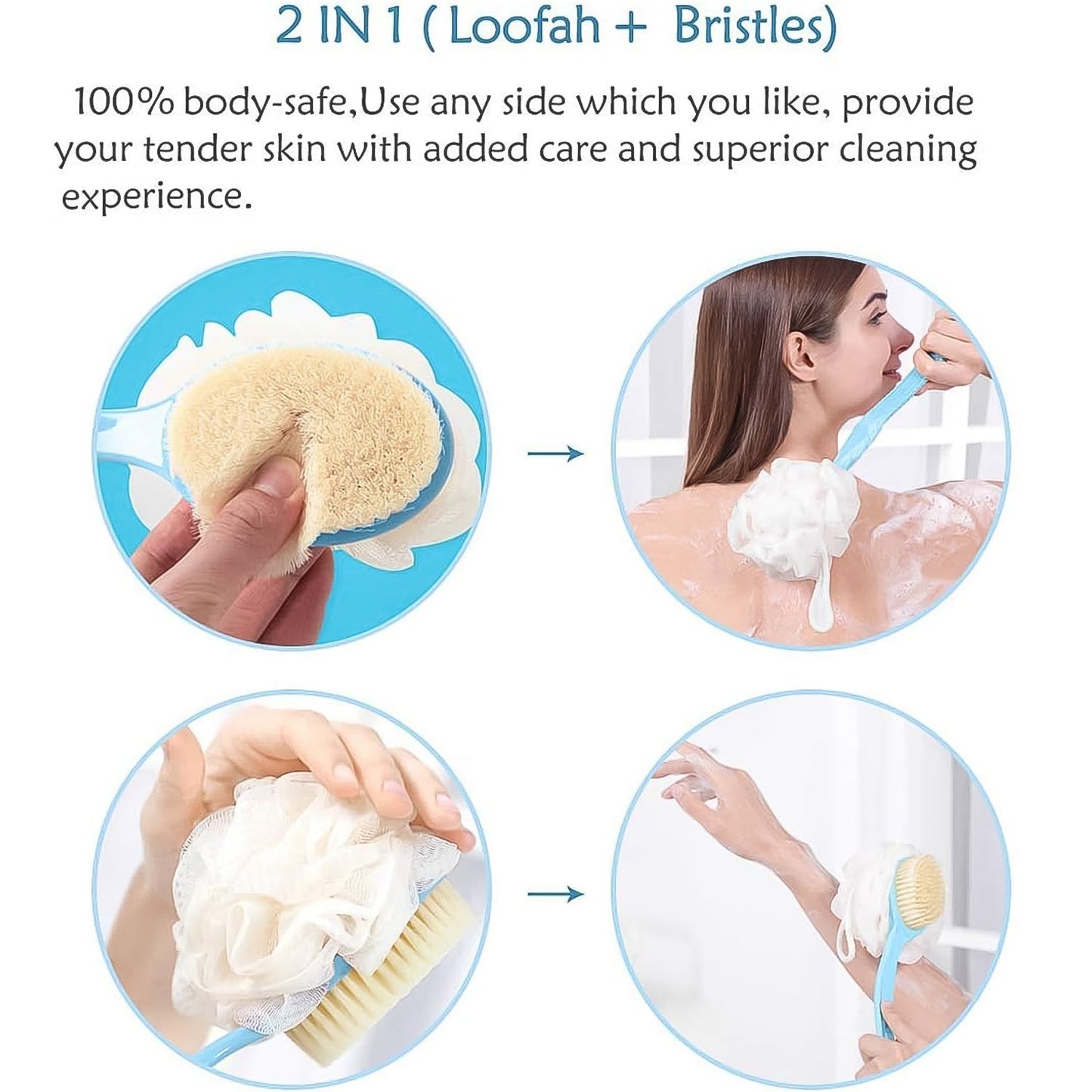 2in1 Bath Brush With Long Handle