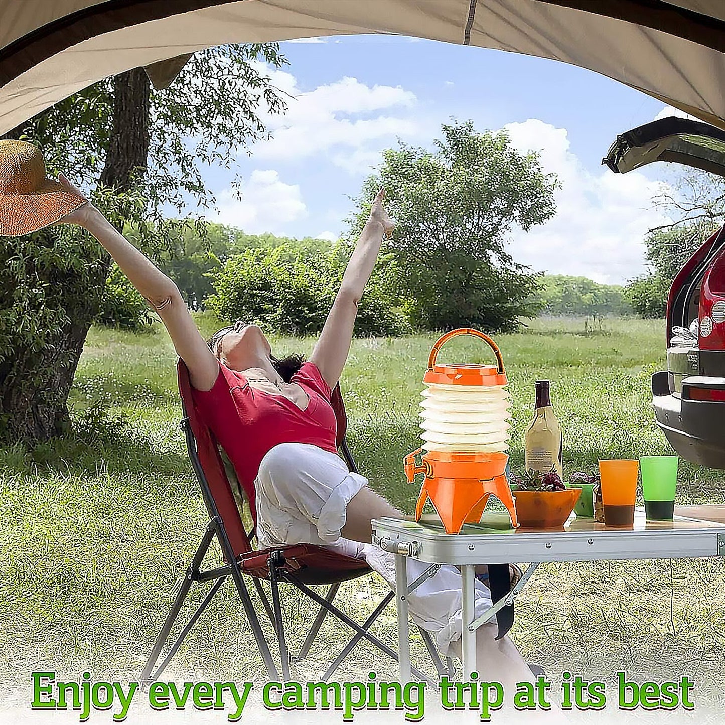 Collapsible Beverage Container with Tap Cold Drink Dispenser 3.5L Multicolor