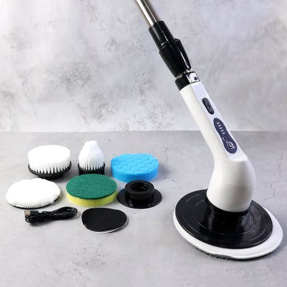 9 In 1 Rechargeable Electric Spin Scrubber with Telescopic Handle (1 Set)
