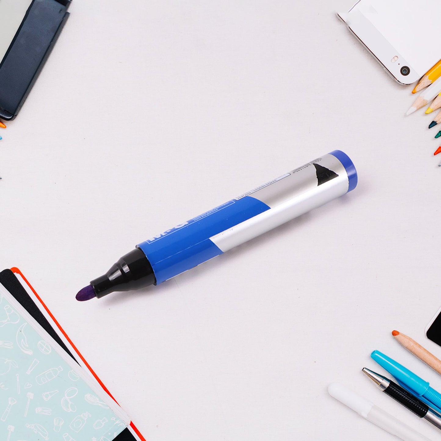 Premium Permanent Blue Marker Pen Set (6 Pcs Set)