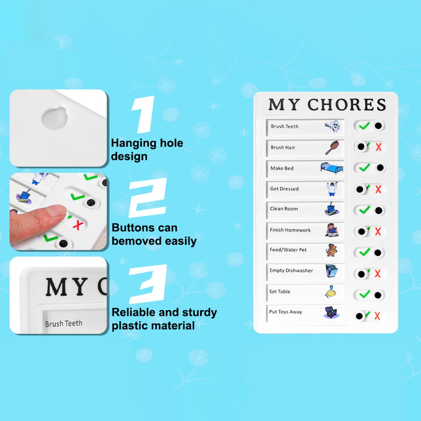 Portable Chores Note Board (20×12 cm, Mix Color)