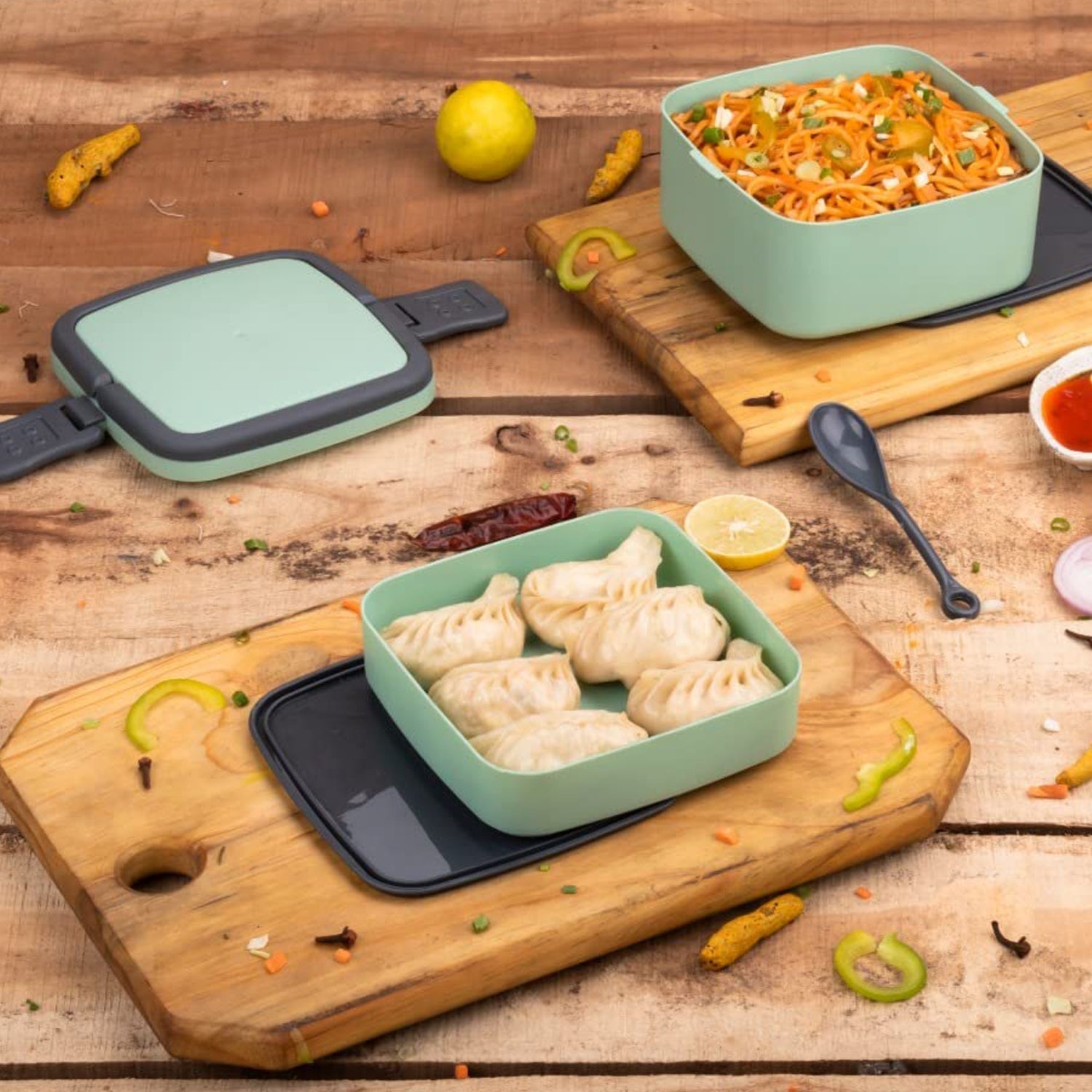 Plastic Green Lunch Box