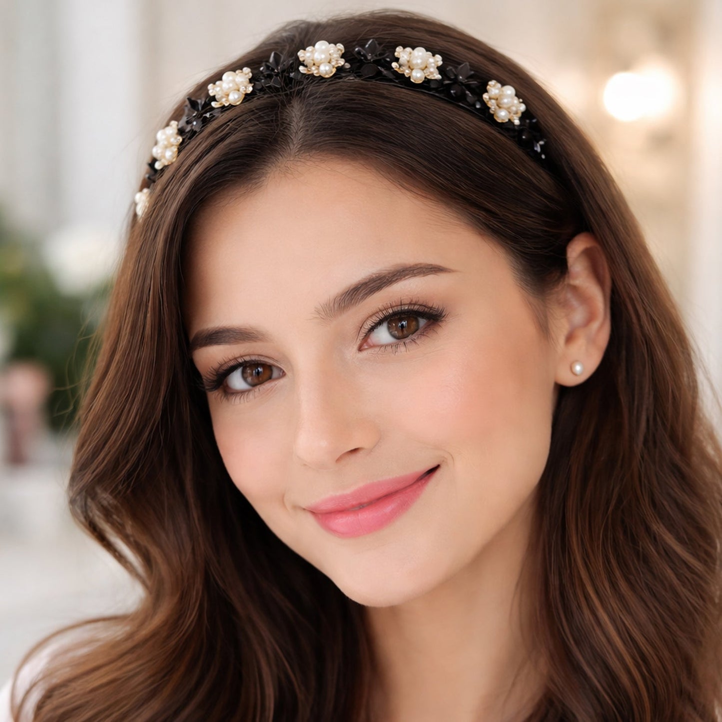 elegant pearl embellished hairband