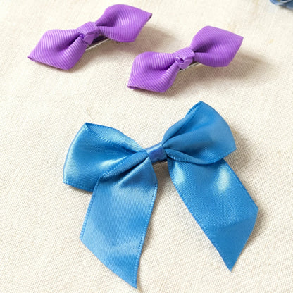 Elegant Satin Ribbon Bow Hair Clips Set (3 Pc)
