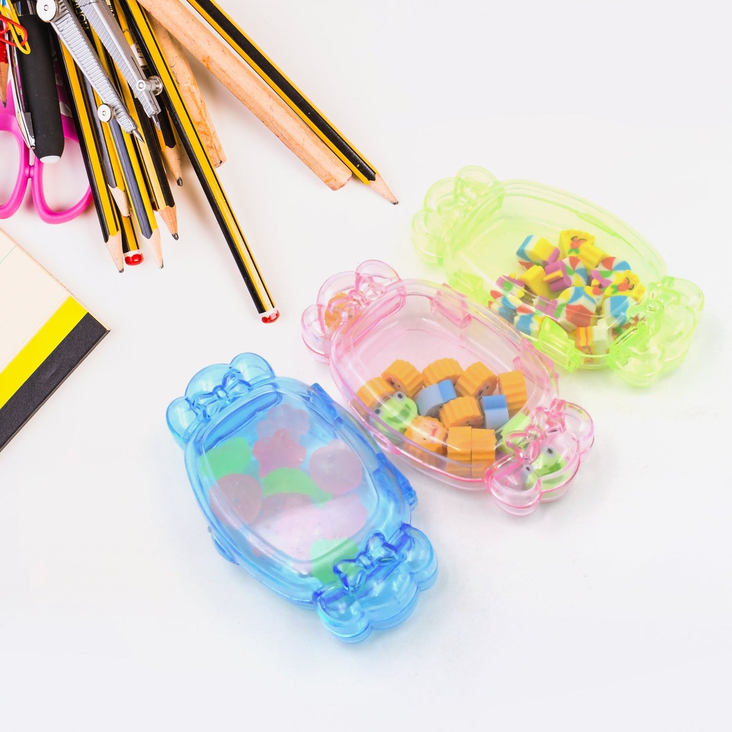 Cute School Eraser Set Cute Eraser Multi Design Rubber Erasers  (15 pc In1 Set)