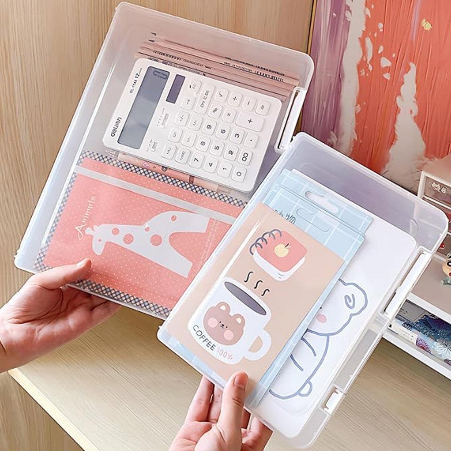 Document Holder File Organizer Box Storage Boxes Lids (1 Pc / 24×17 Cm)
