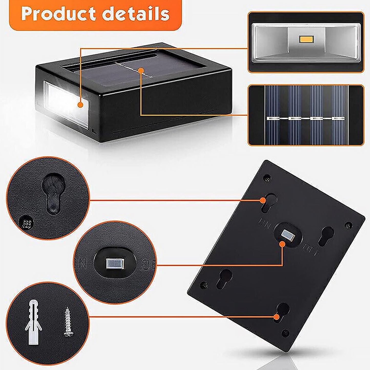 Solar Wall Lights Small Fence Lights Solar Powered Up Down LED Porch Light  (1 Pc)