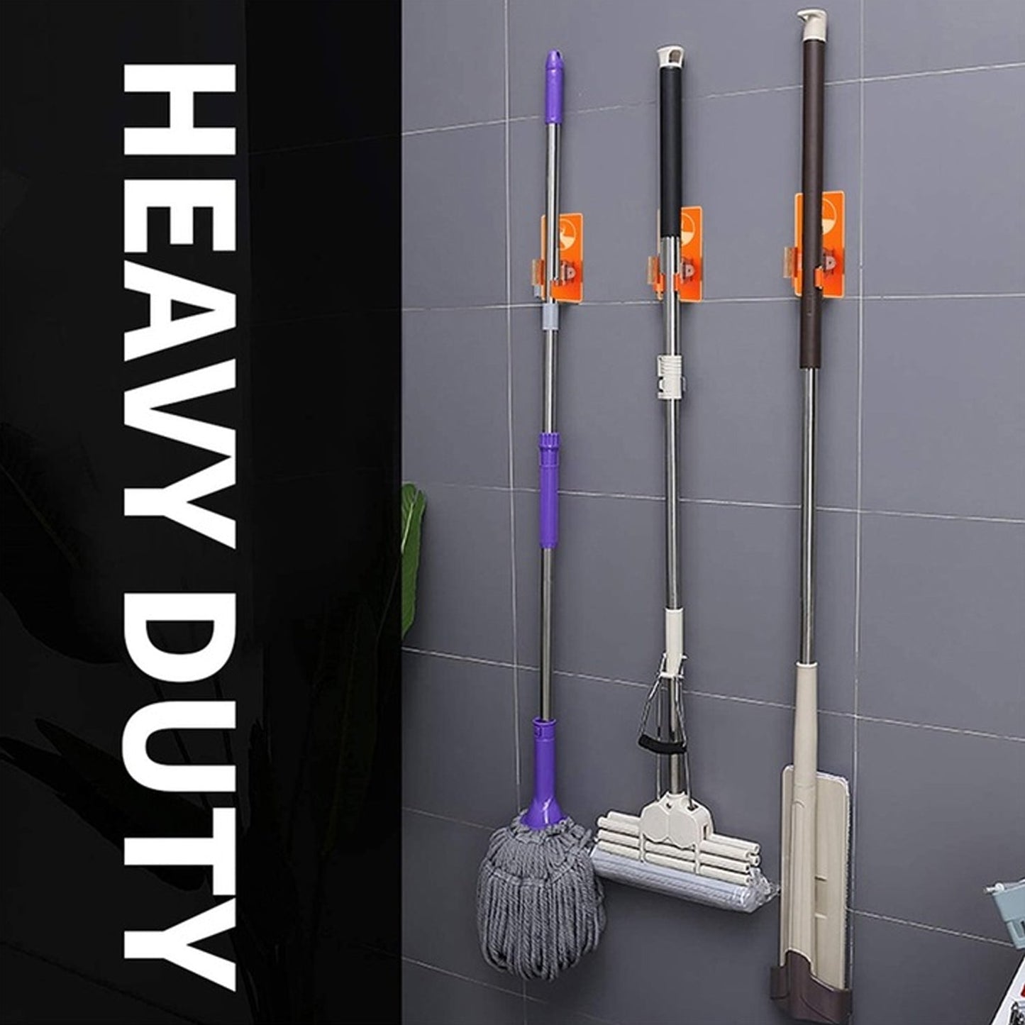 space saving wall mounted mop holder