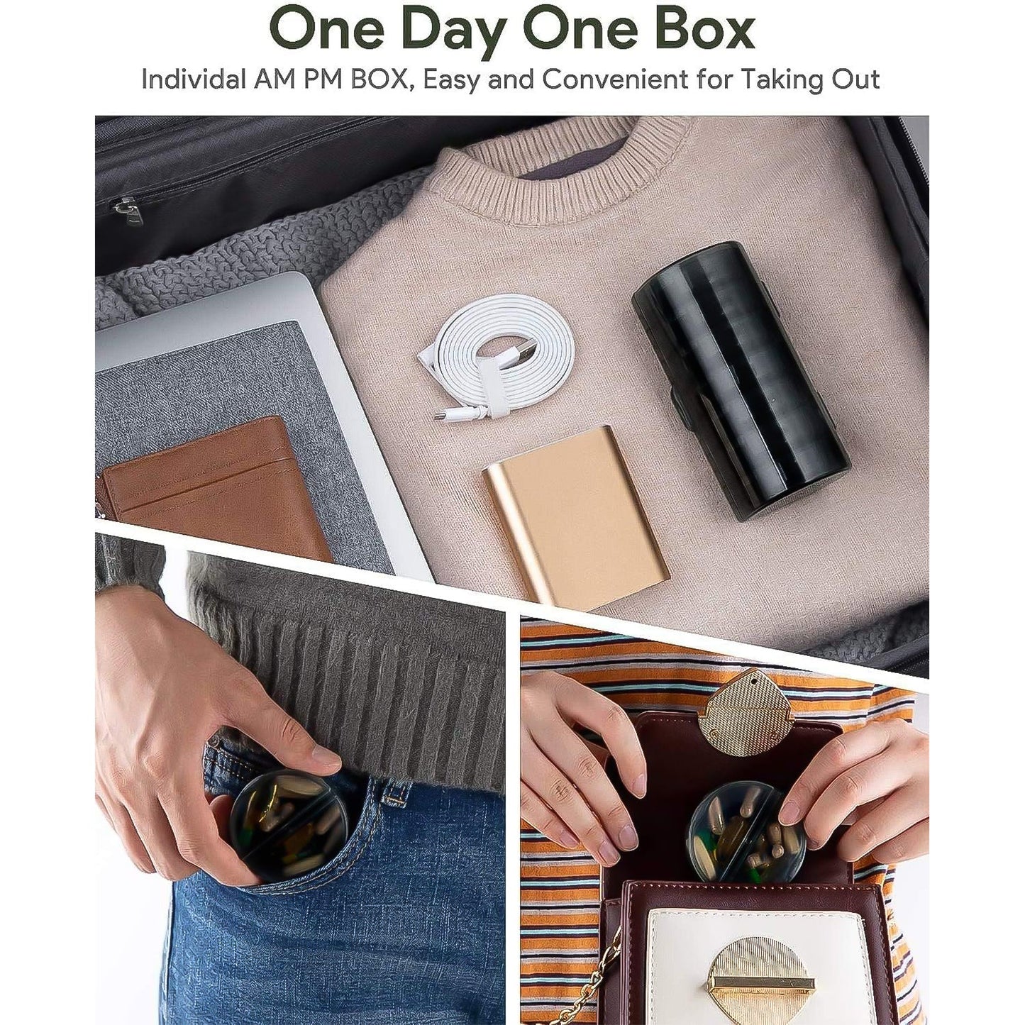 Weekly Pill Organizer 2 Times a Day Travel 7 Day Pill Box