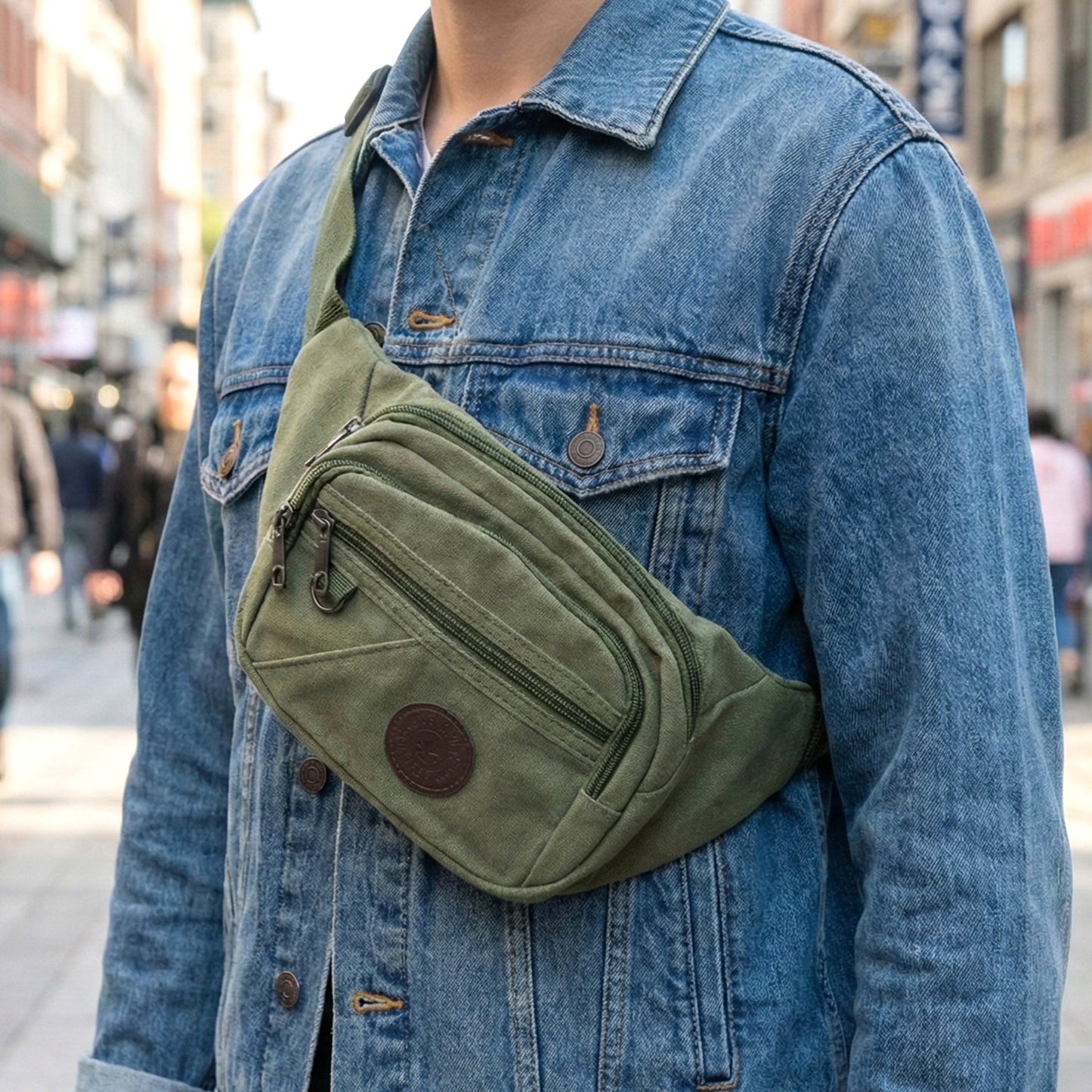 Stylish Multi-Pocket Black Waist Bag / Fanny Pack (1 Pc / Mix Design)
