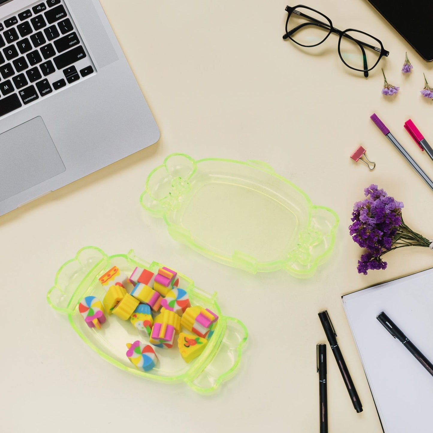 Cute School Eraser Set Cute Eraser Multi Design Rubber Erasers  (15 pc In1 Set)