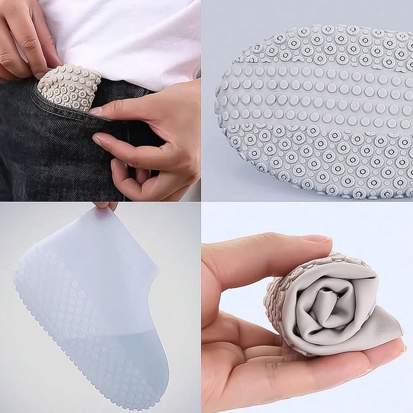 Non-Slip Silicone Reusable Waterproof Anti-Skid Shoe Covers (Large, 1 Pair)