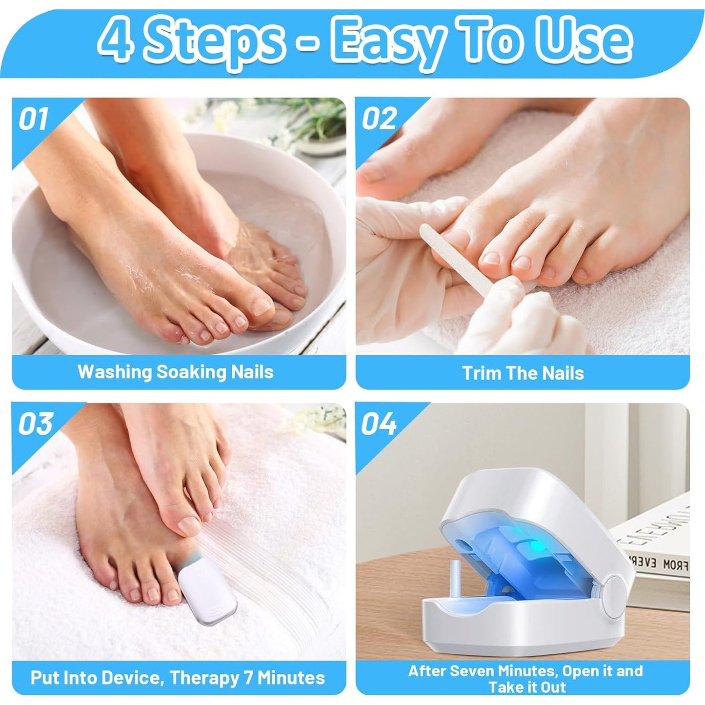 Rechargeable Nail Fungus Laser – Anti-Fungal Device Toenails, Hands & Feet (Home Use)