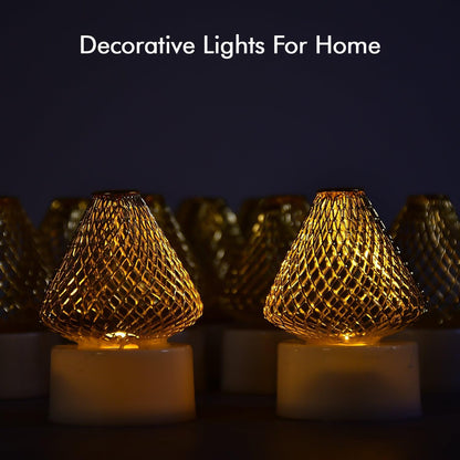 12 Candle Lights with Golden Net Cover