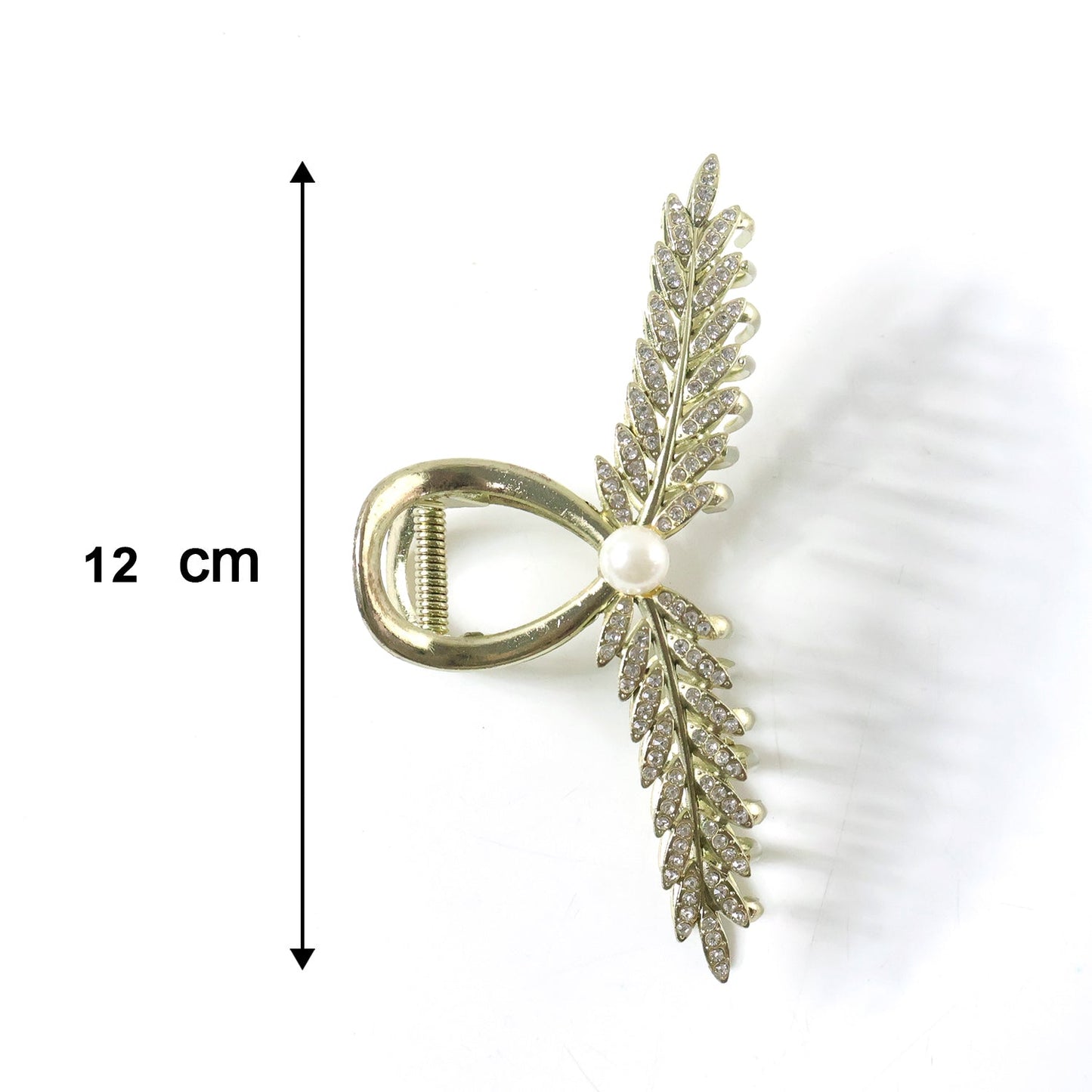 Luxury Leaf Design Pearl Hair Claw Clip for Women (1 Pc)