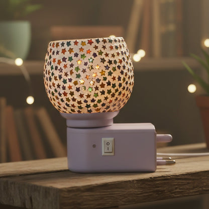 Decorative Star Pattern Kapoor Dani Mosaic Glass Plug-In Night Lamp (1 Pc)