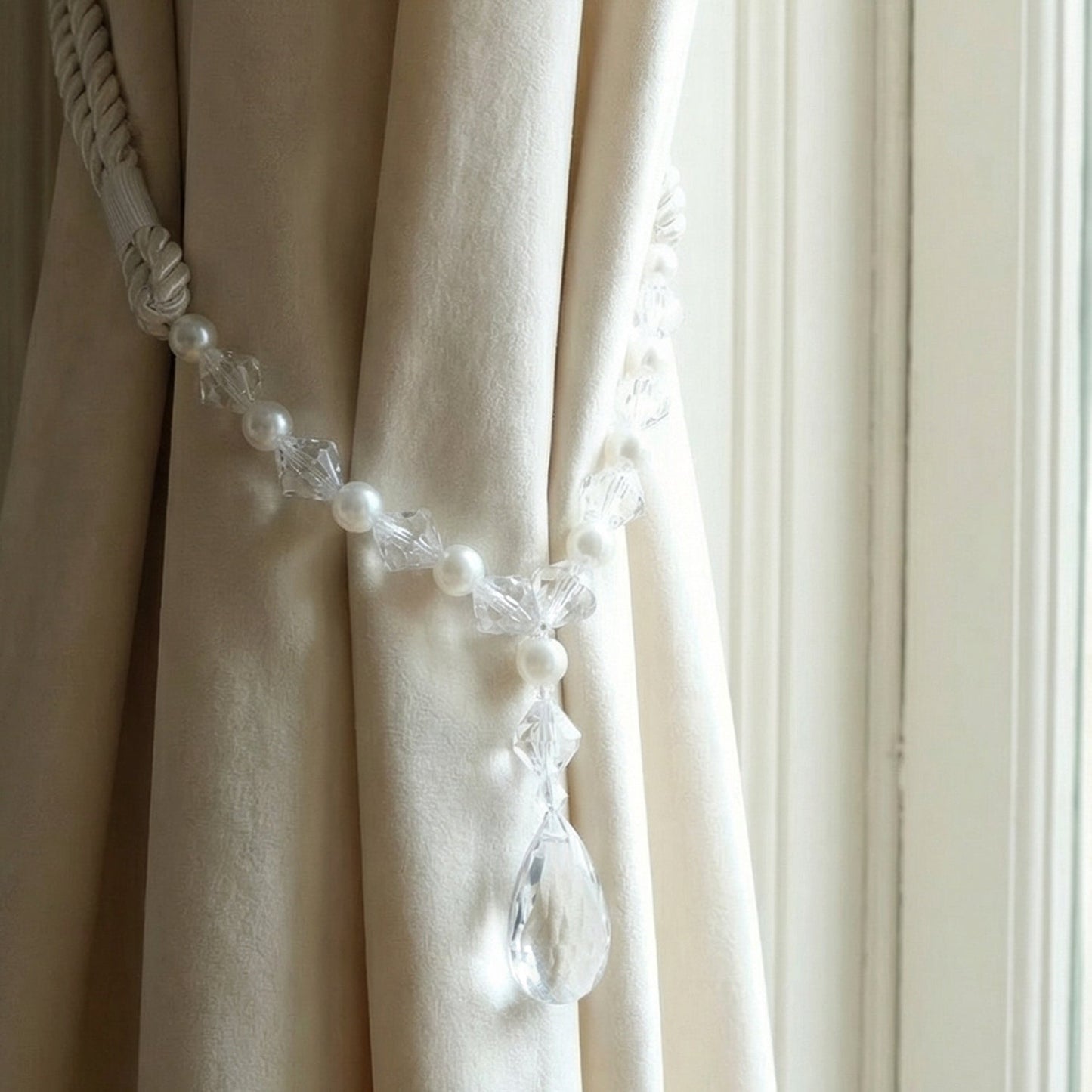 Elegant beaded drapery strap