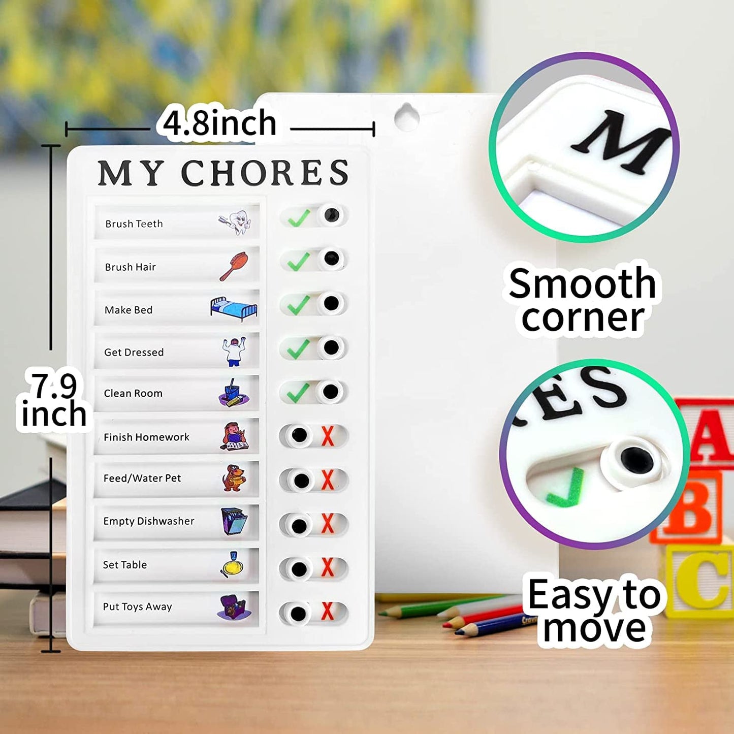 Portable Chores Note Board (20×12 cm, Mix Color)