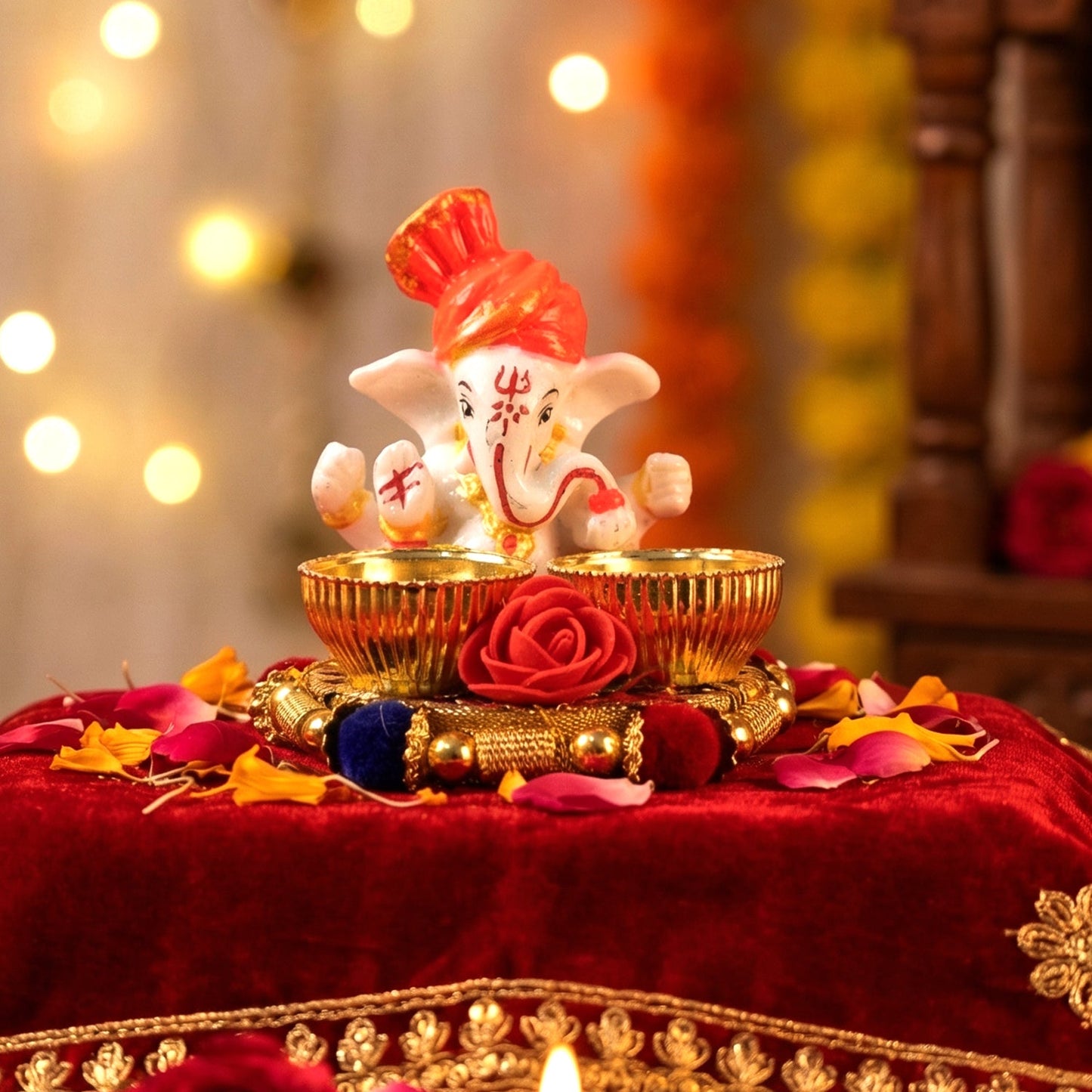 decorative pooja plate set