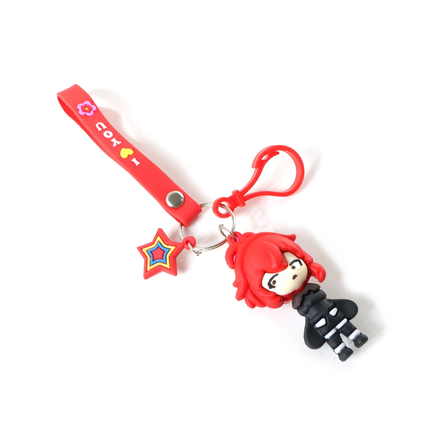 cute girl doll keychain with strap holder