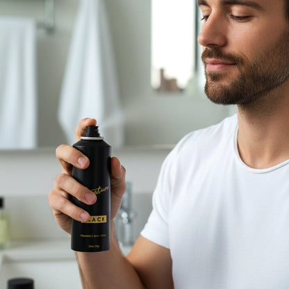 stylish black fragrance deodorant spray can