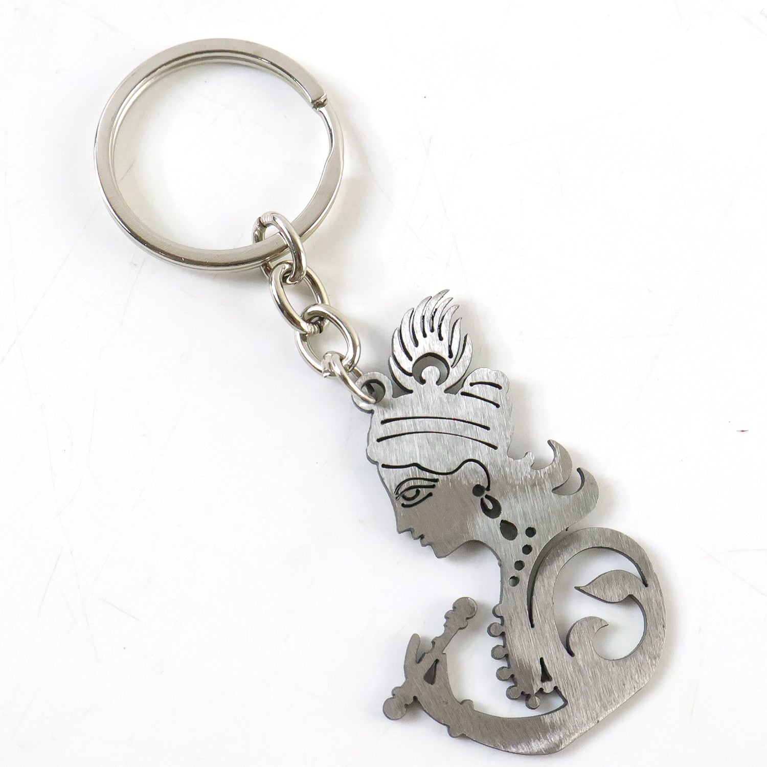 engraved Krishna face keyring