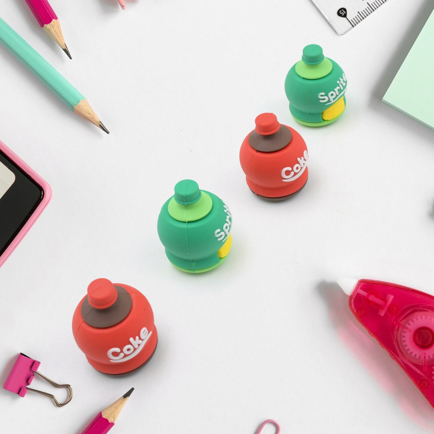2-in-1 3D Cold Drink Bottle Shape Rubber Pencil  Set, Boys Girls Gifts (1 Pc )
