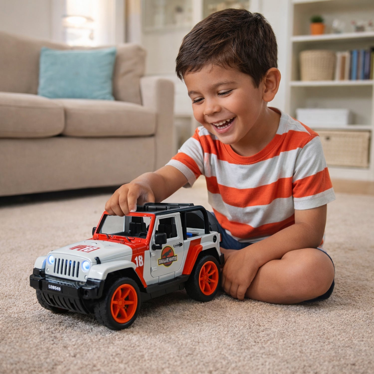 children friction powered dinosaur off road toy