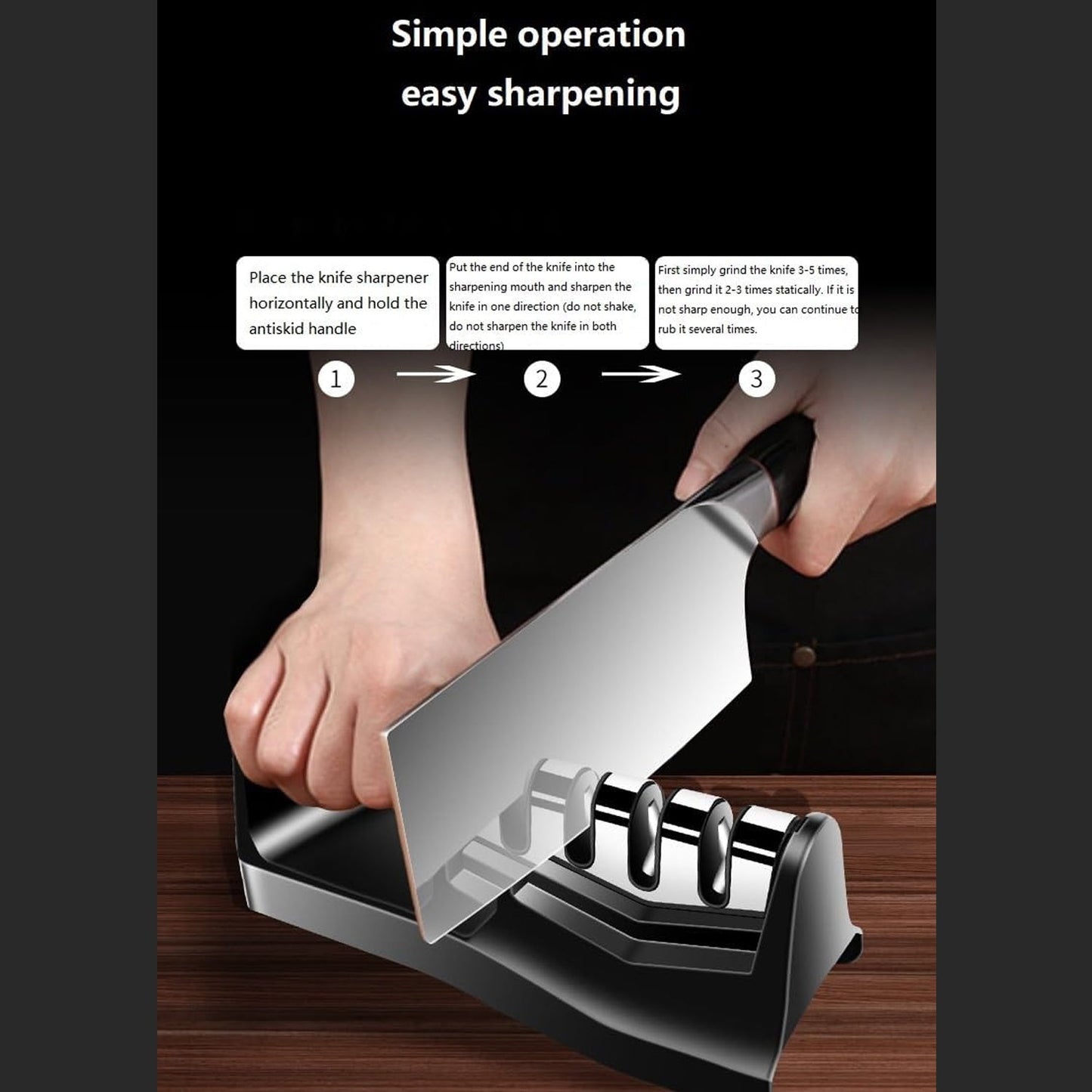 Kitchen Knife Sharpener – Handheld Chefs & Serrated (1 Pc, Chopper Not Included)