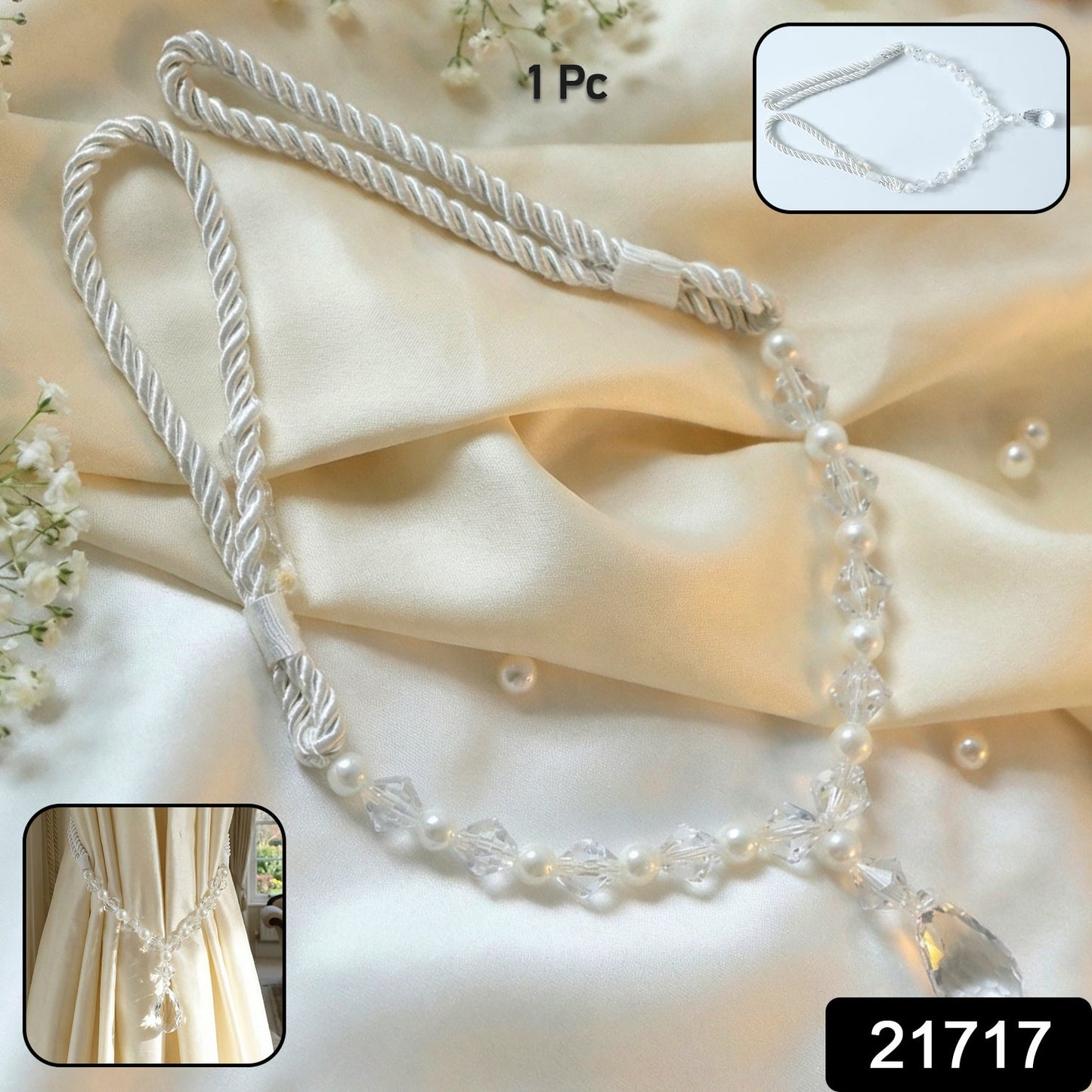 Decorative pearl crystal curtain holder