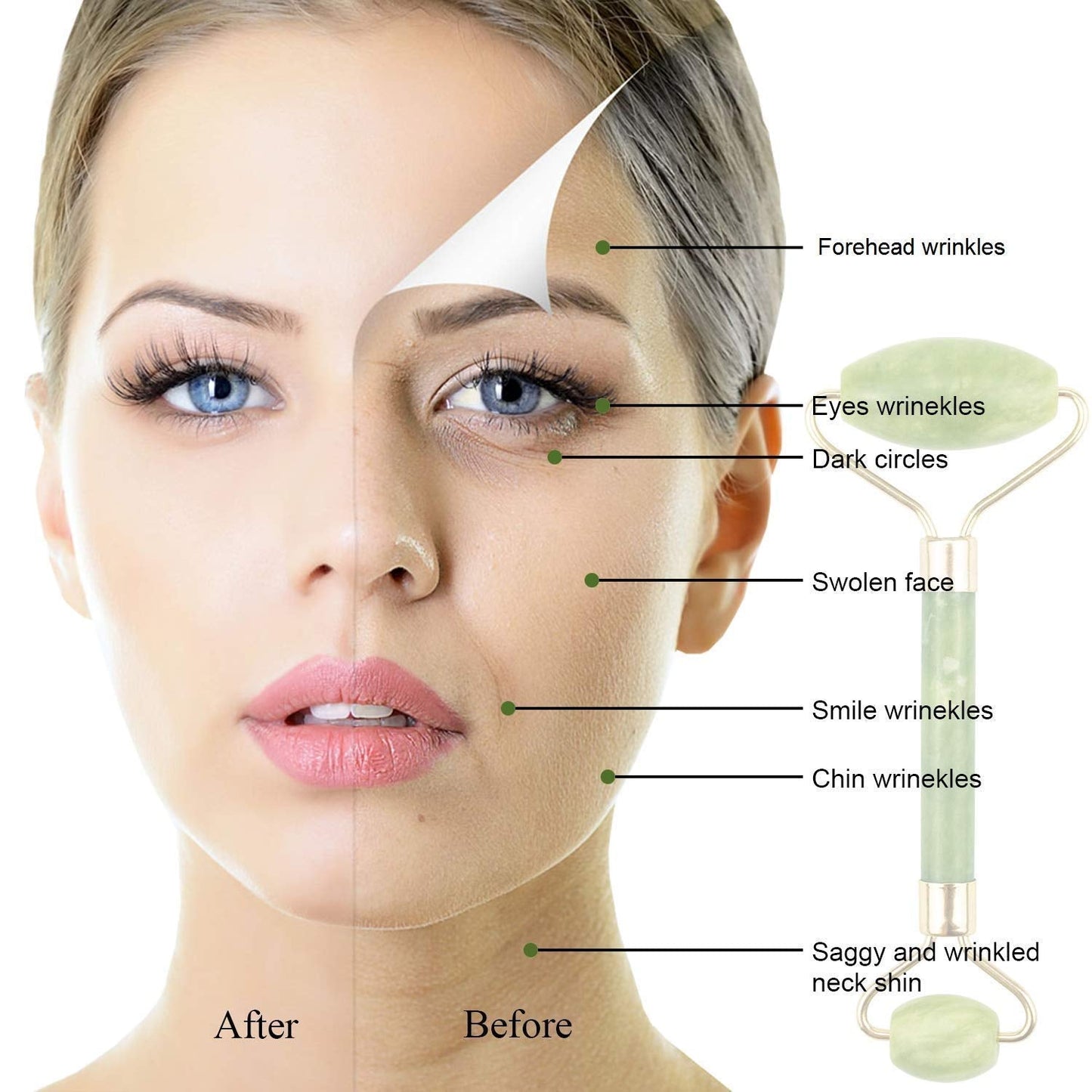 Face lifting roller and gua sha scraper,