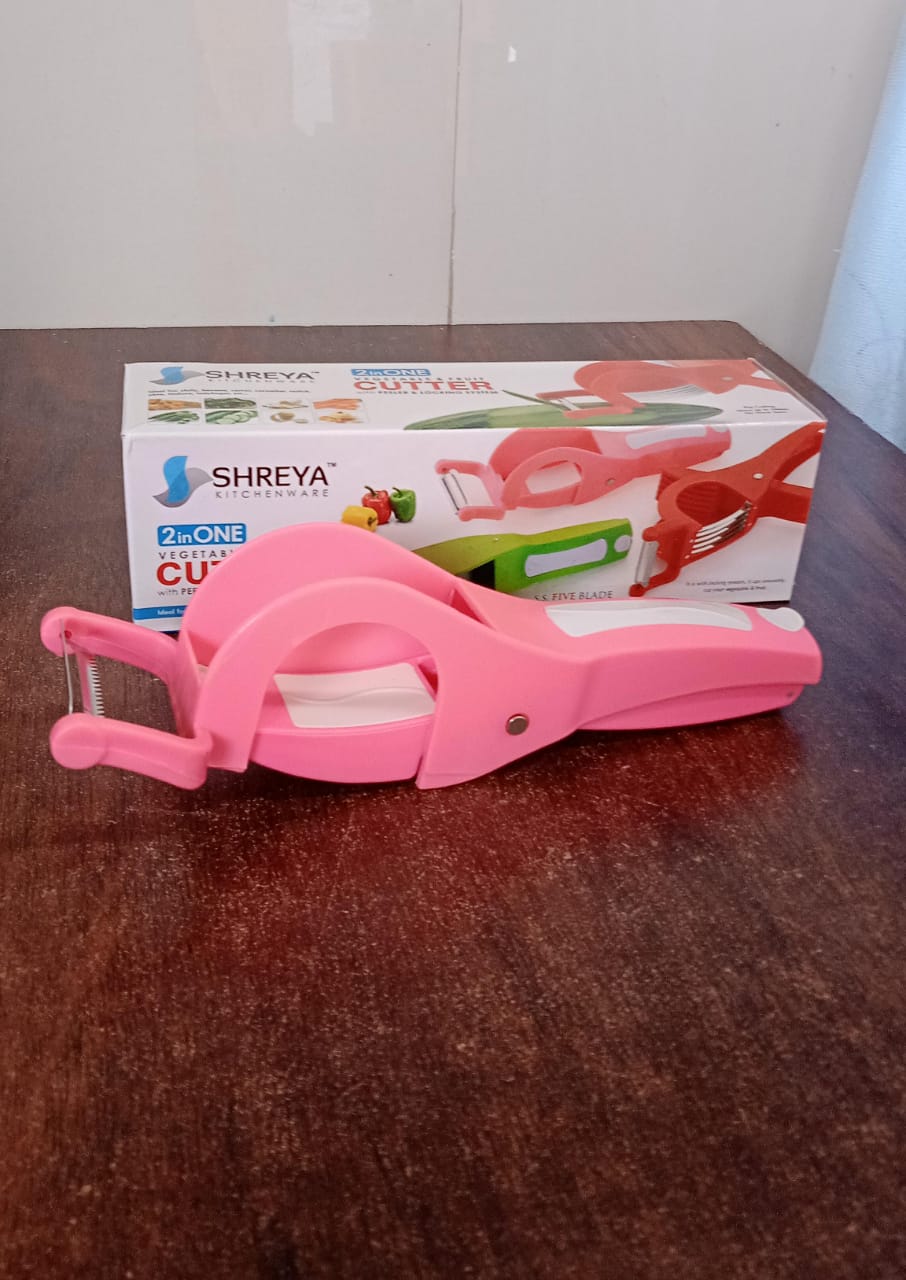 2-in-1 Vegetable & Fruit Cutter with 5-Blade Peeler (1 Pc / Multicolor)