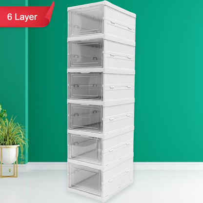 6-Layer Stackable Foldable Storage Organizer Cart Clothes, Kitchen, Closet & Bathroom