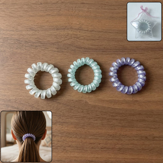 glitter spiral coil hair ties