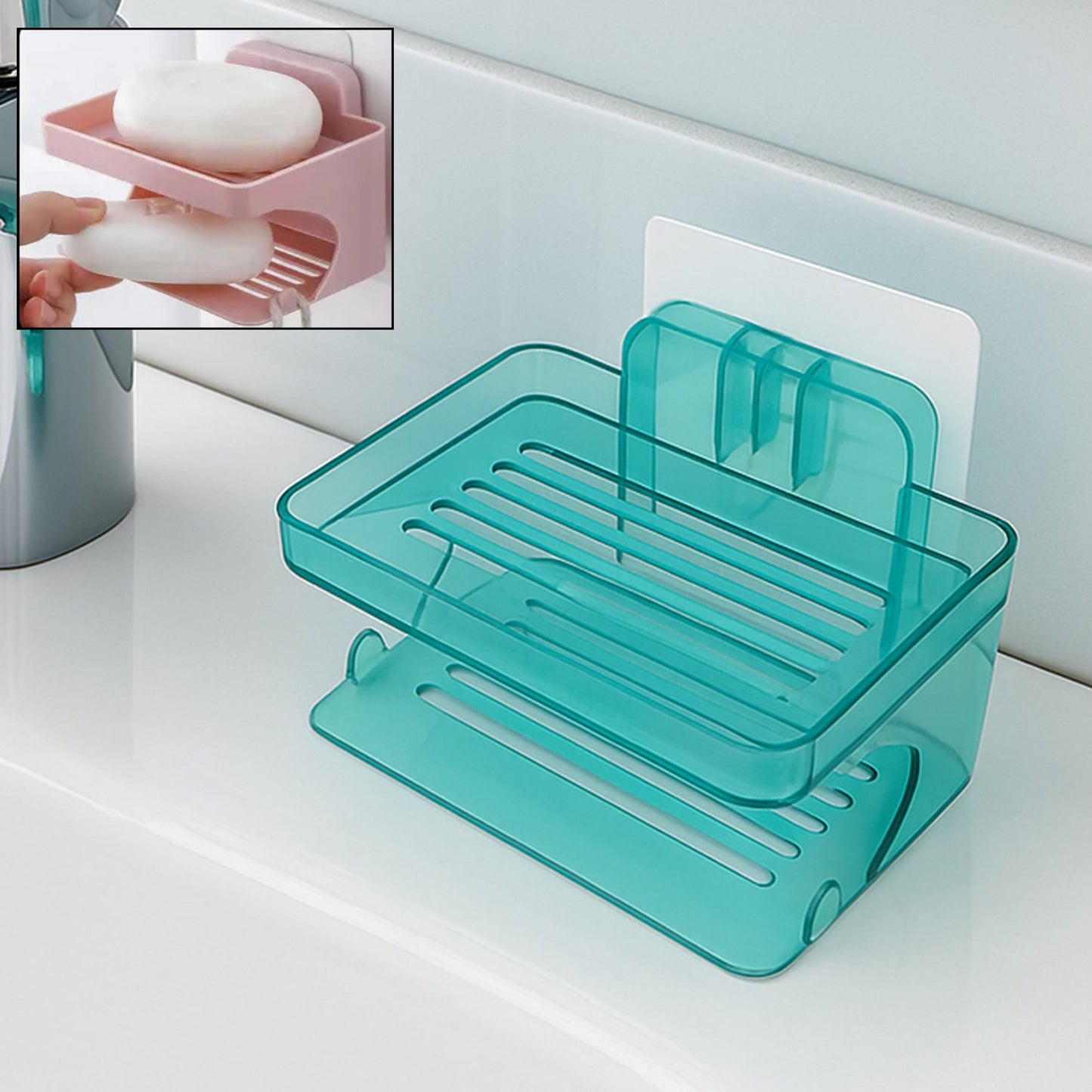 Wall Mounted 2 Layer Soap Holder with Hook (2 Layer 1 Pc)
