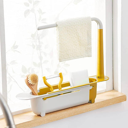 Telescopic Sink Storage Rack Material Kitchen Rag Rack Shelf Drain Basket (1 Pc)