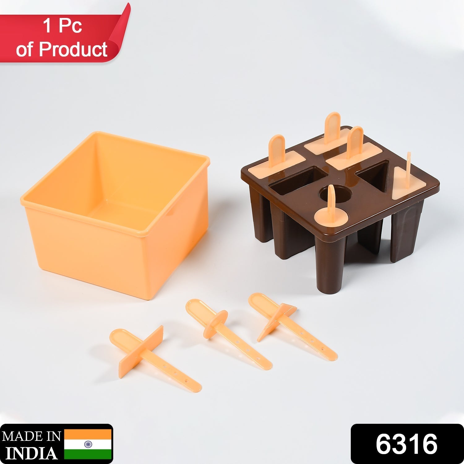 Reusable pink kulfi mold with sicle sticks