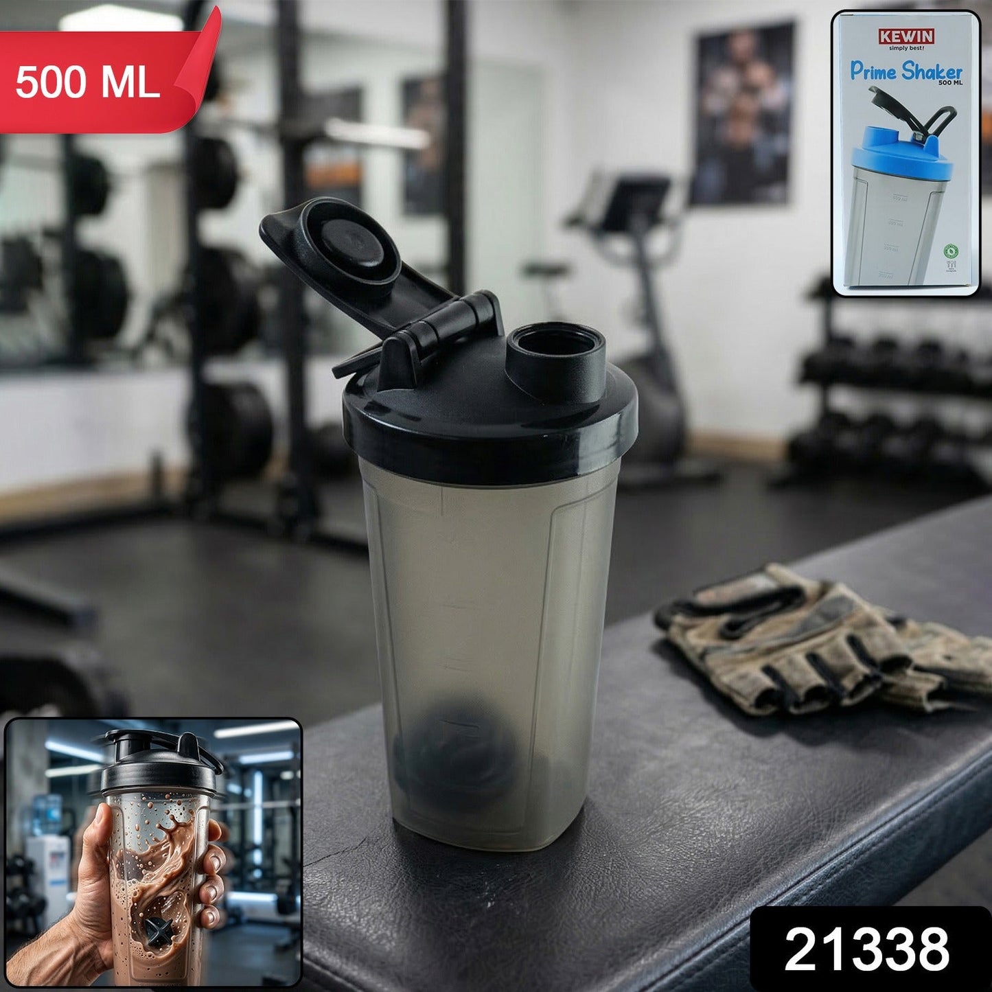 500 ML Plastic Prime Gym Shaker Bottle (1 Pc)