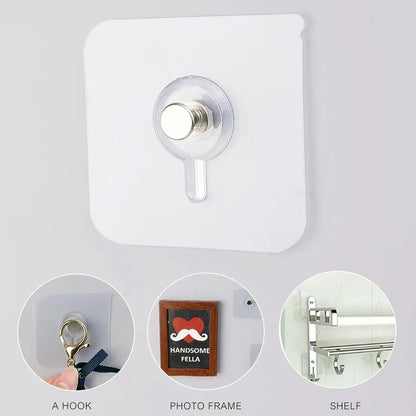 transparent stick on wall hooks for home organization