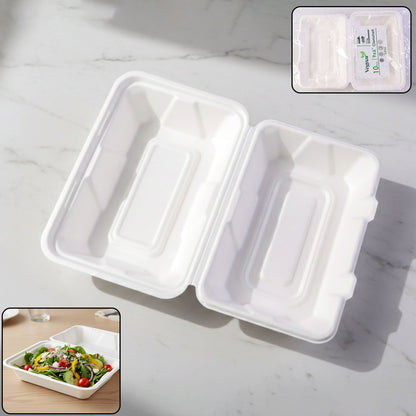 Vegnar premium bagasse clamshell food box 9x6 inch
