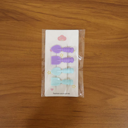 Cute Spoon & Spatula Shape Decorative Hair Clip Set (4 Pc)