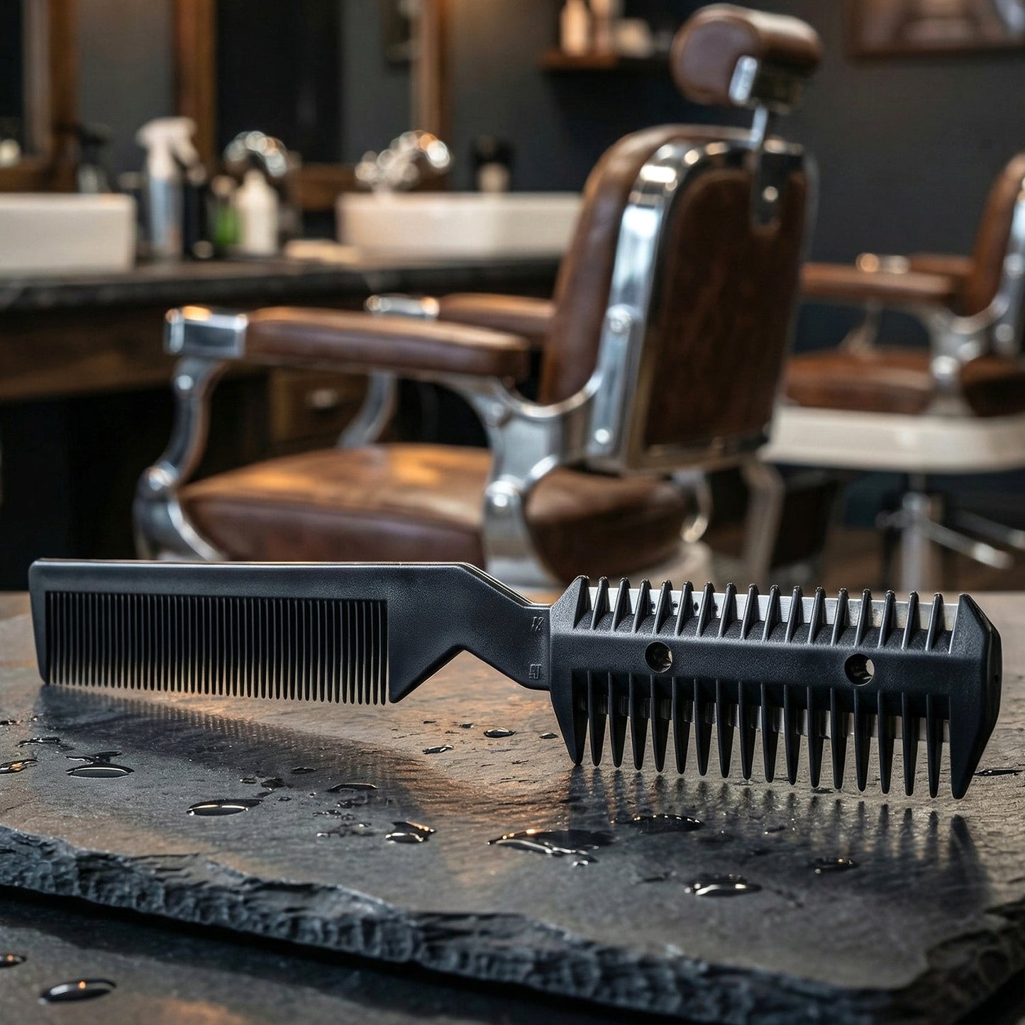 2 in 1 Double-Sided Hair Cutting Comb with Razor Blade (1 Pc)